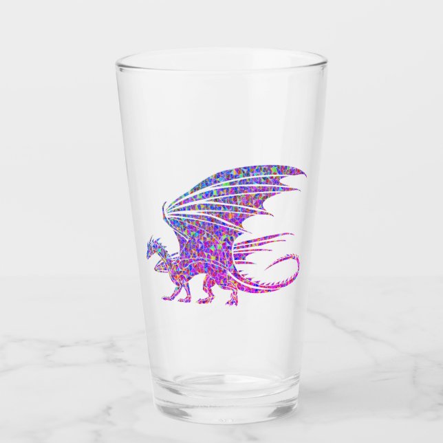 Phantastischer Mosaikdrache Glas (Vorderseite)