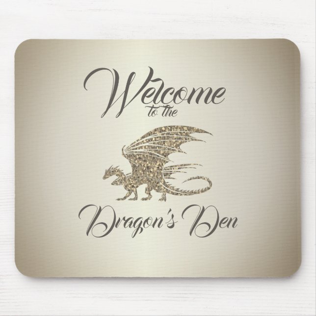 Phantastischer Mosaikdrache Golden Willkommen Mousepad (Vorne)