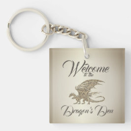 Phantastischer Mosaikdrache Golden Willkommen Schlüsselanhänger