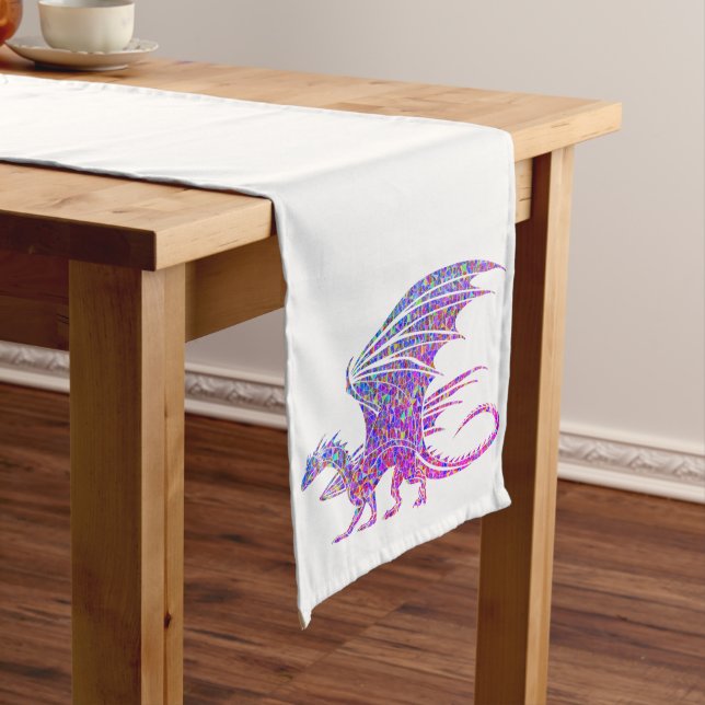 Phantastischer Mosaikdrache Großer Tischläufer (Beispiel)