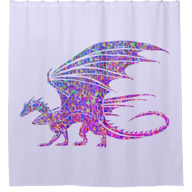 Phantastischer Mosaikdrache Lila Duschvorhang (Vorderseite)