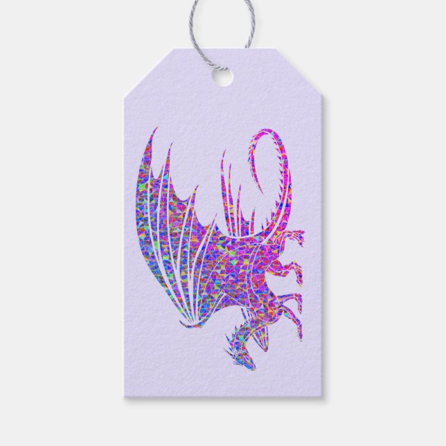 Phantastischer Mosaikdrache Lila Geschenkanhänger (Vorderseite)
