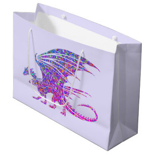 Phantastischer Mosaikdrache Lila Große Geschenktüte