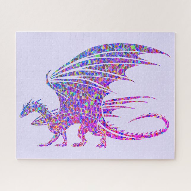 Phantastischer Mosaikdrache Lila Puzzle (Horizontal)