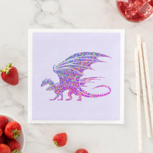 Phantastischer Mosaikdrache Lila Serviette