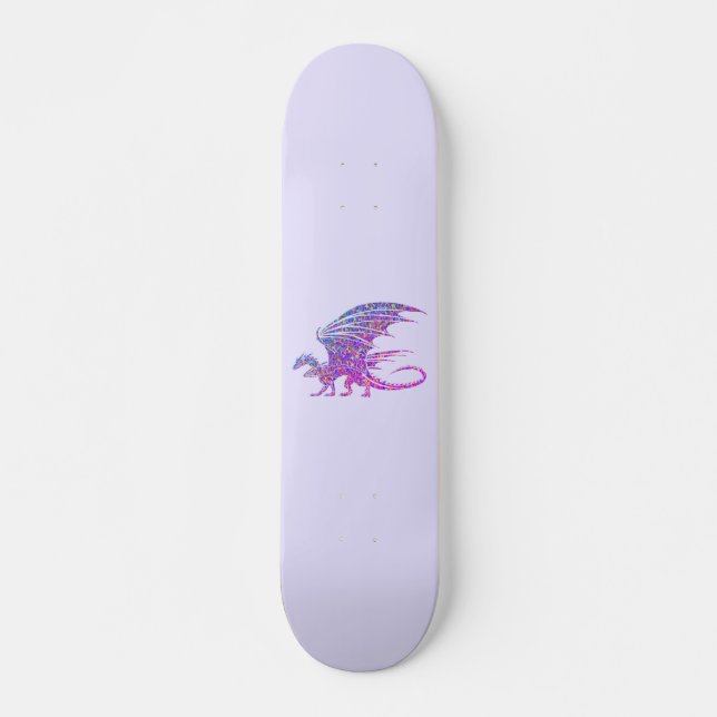 Phantastischer Mosaikdrache Lila Skateboard (Vorne)