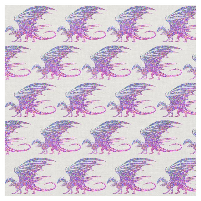 Phantastischer Mosaikdrache Lila Stoff (Nahaufnahme)