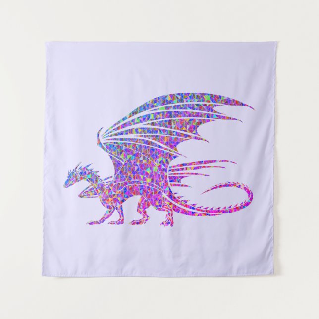 Phantastischer Mosaikdrache Lila Wandteppich (Vorderseite)