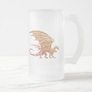 Phantastischer Mosaikdrache Mattglas Bierglas