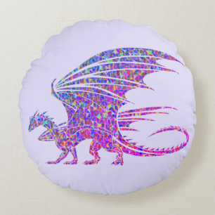 Phantastischer Mosaikdrache Rundes Kissen