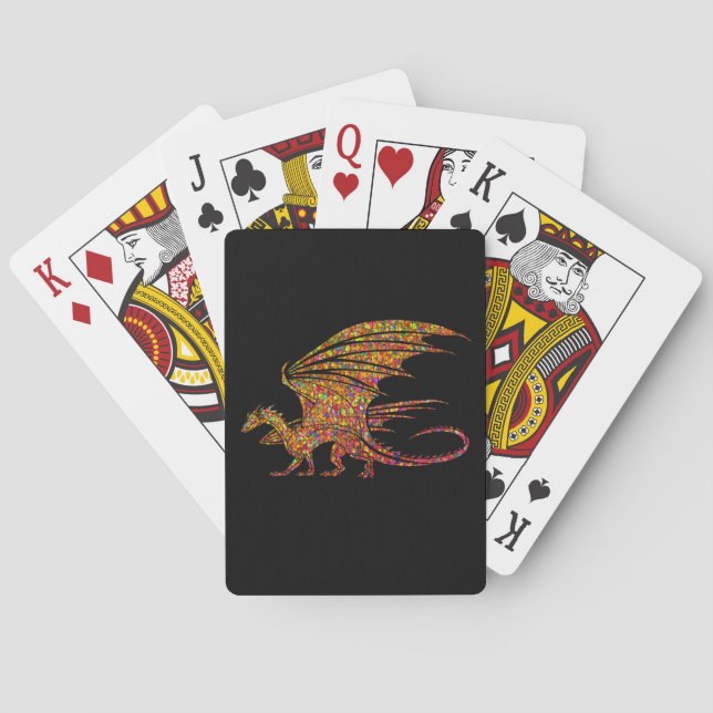 Phantastischer Mosaikdrache Spielkarten (Rückseite)