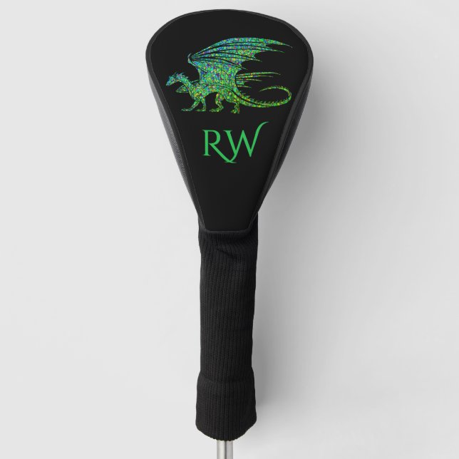 Phantastischer Mosaikgrüner Drache Golf Headcover (Vorderseite)