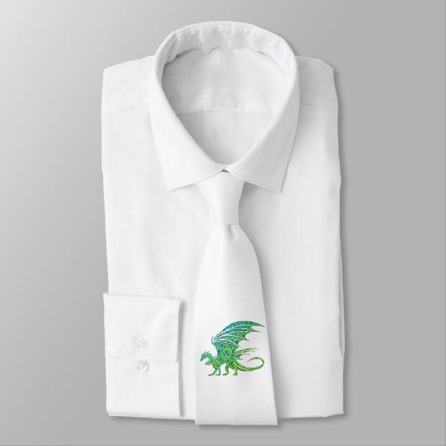 Phantastischer Mosaikgrüner Drache Krawatte (Gebunden)