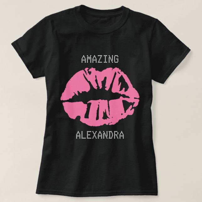 Phantastischer Name Kiss Girly Pink T-Shirt (Design vorne)