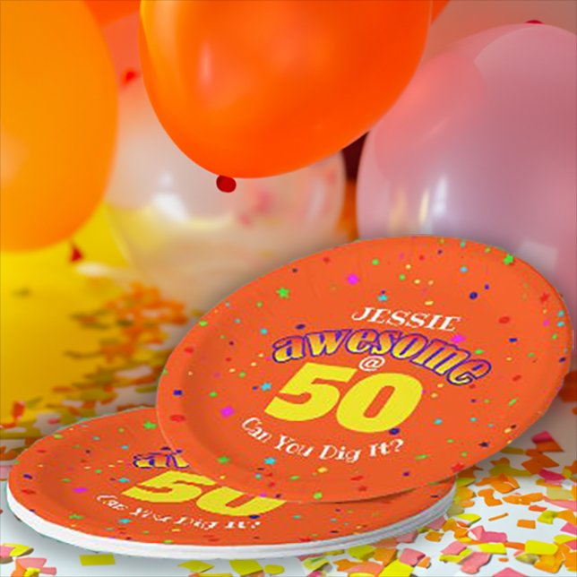 PHANTASTISCHER Orange 50. GEBURTSTAG Pappteller (Von Creator hochgeladen)