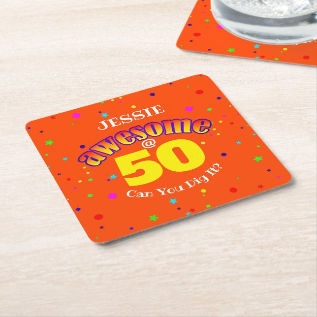 PHANTASTISCHER Orange 50. GEBURTSTAG Rechteckiger Pappuntersetzer (angewinkelt)