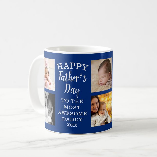 Phantastischer Papa 8 Foto Blau Kaffeetasse (Vorderseite Links)