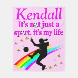 PHANTASTISCHER PERSONALISIERTER SOCCER-MÄDCHEN-BLA FLEECEDECKE