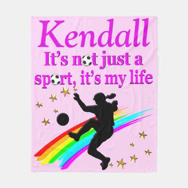 PHANTASTISCHER PERSONALISIERTER SOCCER-MÄDCHEN-BLA FLEECEDECKE (Vorderseite)