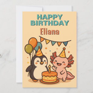phantastischer Pinguin und axolotale Geburtstag Einladung
