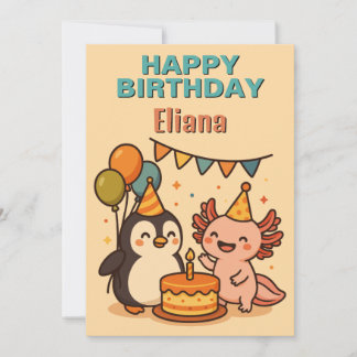 phantastischer Pinguin und axolotale Geburtstag Einladung
