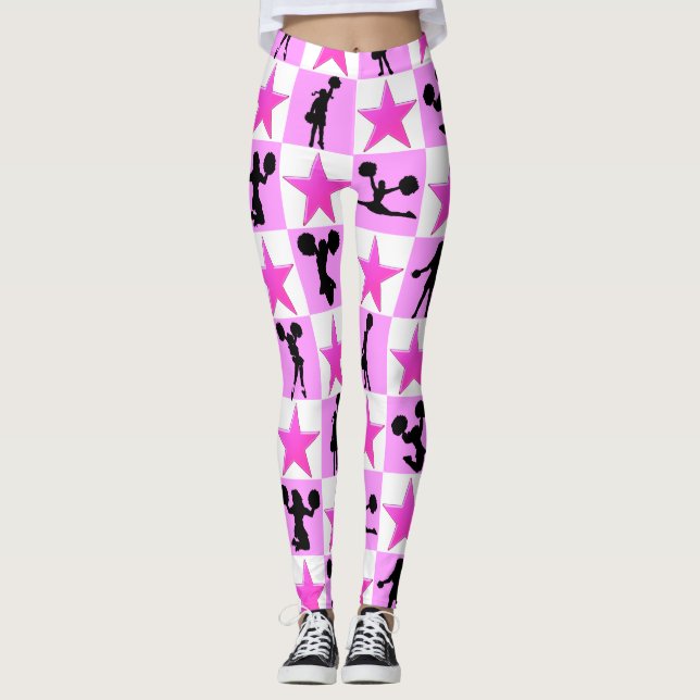 PHANTASTISCHER PINK STAR CHEERLEADING LEGGINGS (Vorderseite)