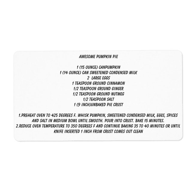 Phantastischer Pumpkin Pie REcipe (Vorne)