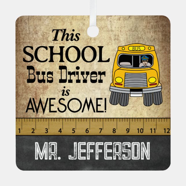 Phantastischer Schulbusfahrer | VINTAG Ornament Aus Metall (Vorderseite)