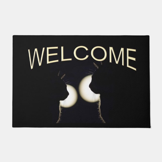 Phantastischer Schwarzer Katzenburgler Gepunktet Fußmatte (Vorderseite)