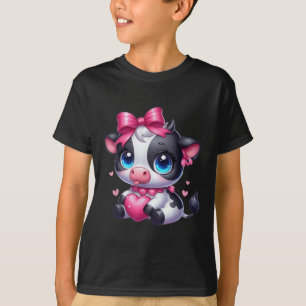 Phantastischer schwarzer und weißer Kuhhalter Herz T-Shirt