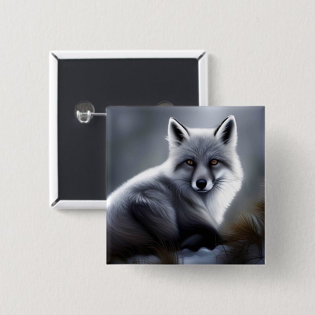 Phantastischer Silberfuchs Button (Vorne & Hinten)