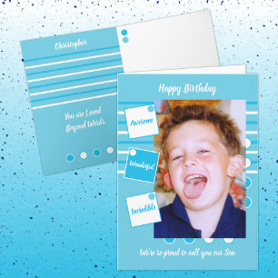 Phantastischer Sohn Blau und Weiß Geburtstag Karte