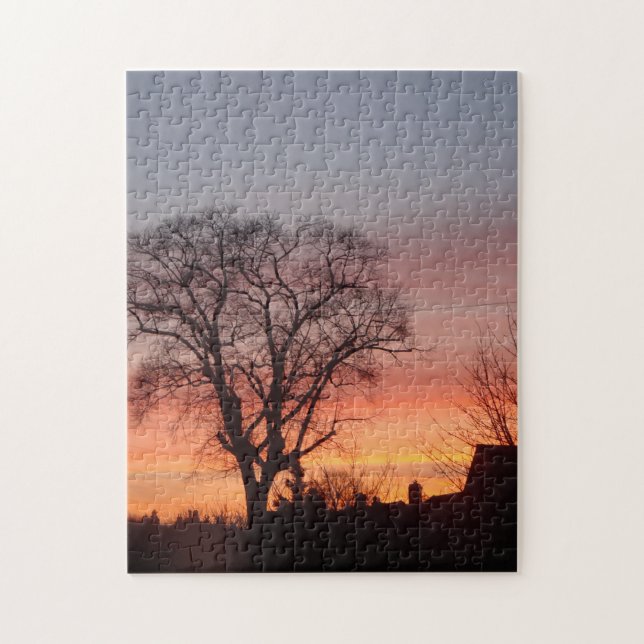 phantastischer Sonnenuntergang Himmel Silhouetten Puzzle (Vertikal)