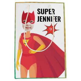 Phantastischer Superheld Girl Geburtstagsgeschenk  Mittlere Geschenktüte