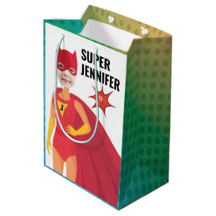 Phantastischer Superheld Girl Geburtstagsgeschenk Mittlere Geschenktüte
