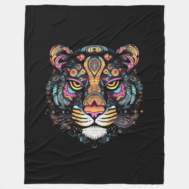 Phantastischer Tigerkopf Fleecedecke (Vorderseite)