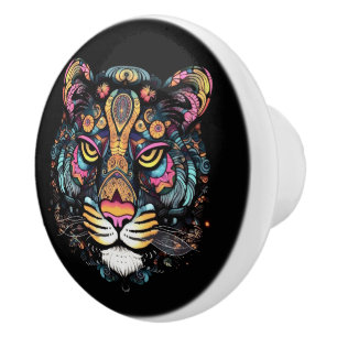 Phantastischer Tigerkopf Keramikknauf