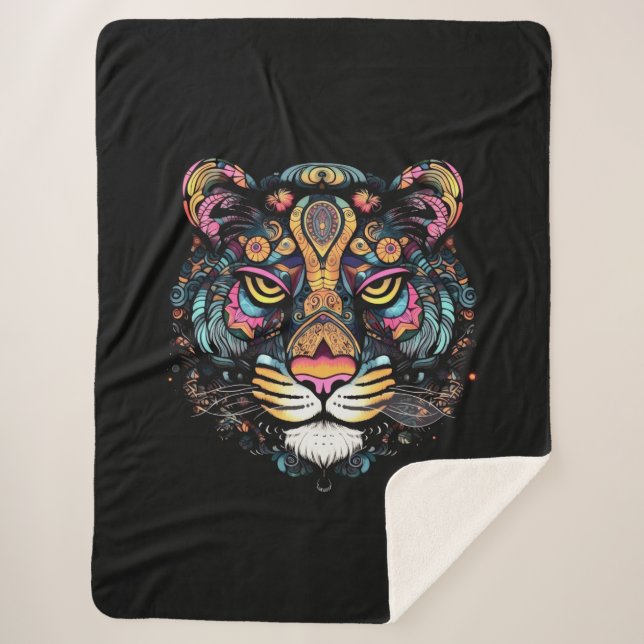 Phantastischer Tigerkopf Sherpadecke (Vorderseite)