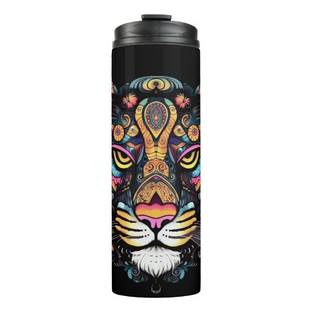 Phantastischer Tigerkopf Thermosbecher (Vorderseite)