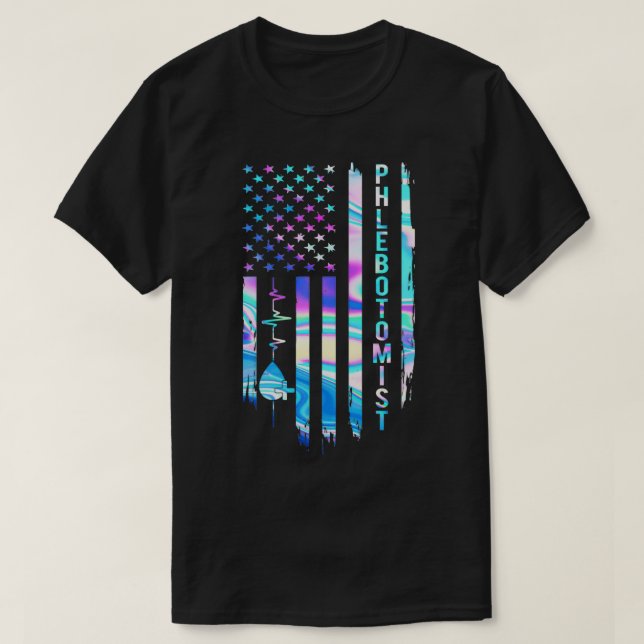 Phantastischer US-Flag Herzschrittmacher T-Shirt (Design vorne)