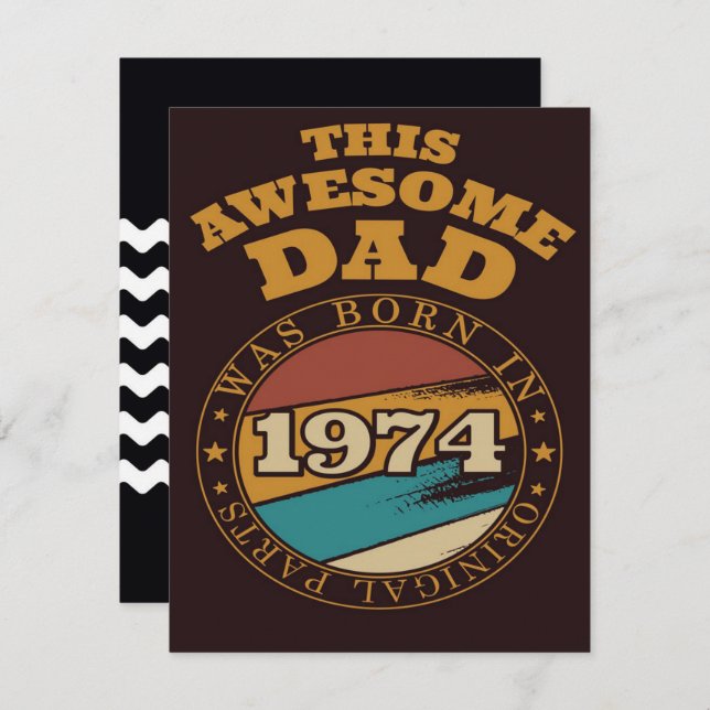Phantastischer Vater Geschenkidee 1974 | 48. Gebur Einladung (Vorne/Hinten)