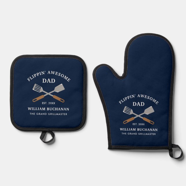 Phantastischer Vater GRILLEN Grill Koch Ofenhandschuh & Topflappen-Set (Vorderseite)