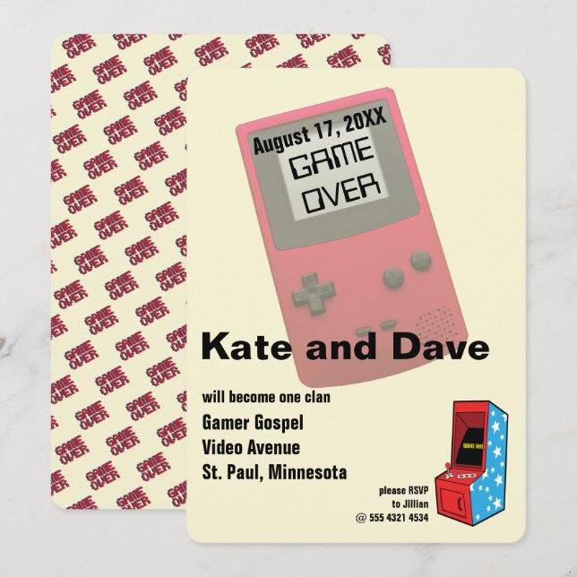 Phantastischer Videospiel-Hochzeitspass Einladung (Vorne/Hinten)