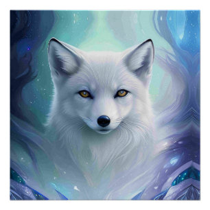 Phantastischer Weißschneefox auf Icy Land Poster