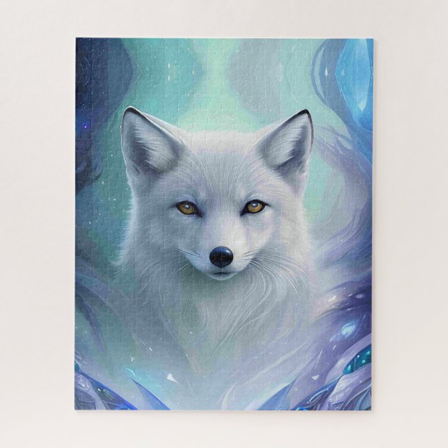 Phantastischer Weißschneefox auf Icy Land Puzzle (Vertikal)