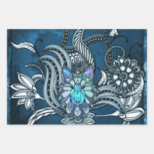 Phantastischer Wolf, Lineart Design Geschenkpapier Set
