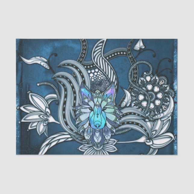 Phantastischer Wolf, Lineart Design Seidenpapier (Vorderseite)