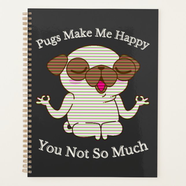 Phantastischer Yoga-Mops meditiert mit sonnigen Sp Planer (Vorderseite)