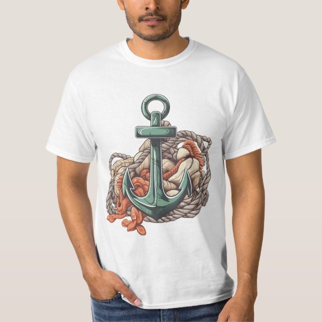 Phantastisches Anchor Comic Style Maritime Adventu T-Shirt (Vorderseite)