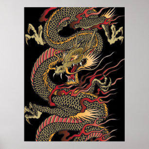 Phantastisches asiatisches Drachenposter Poster